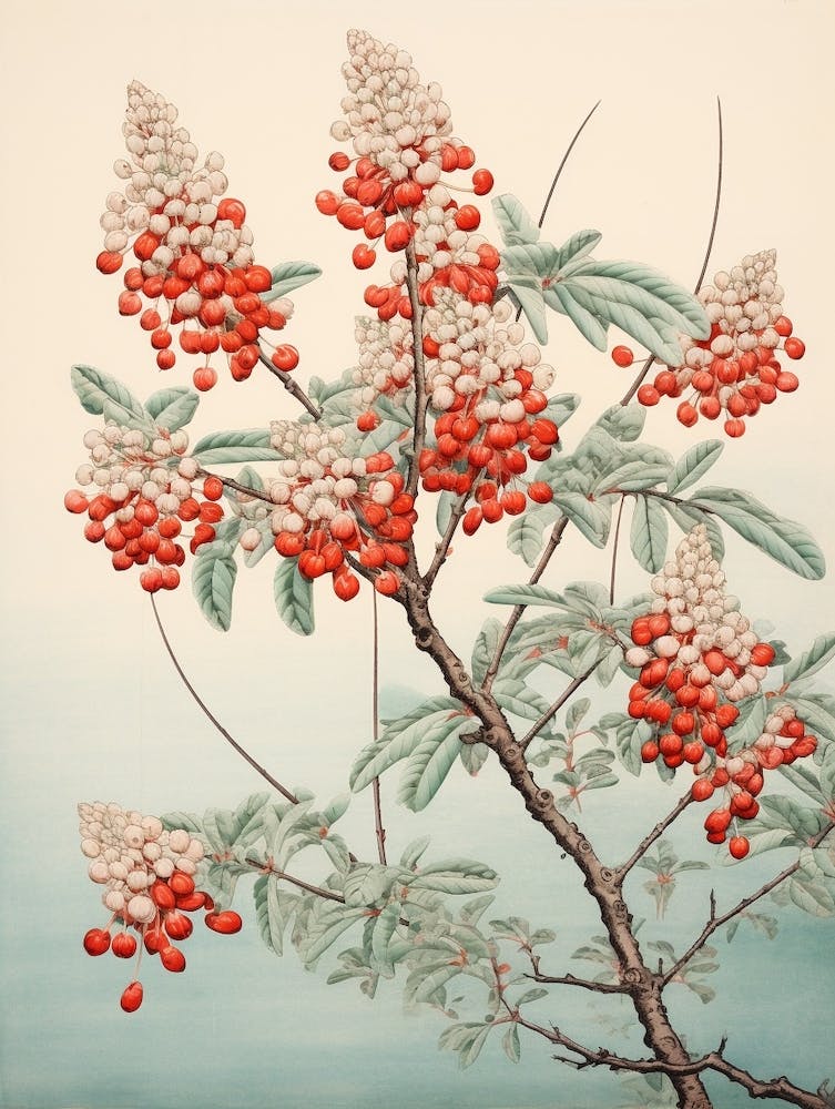 Hagi Bush Clover 3 Vintage Japanese Botanical