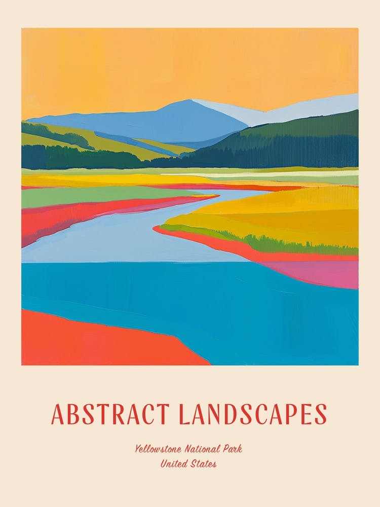 Colourful Abstract Yellowstone National Park 1 Poster