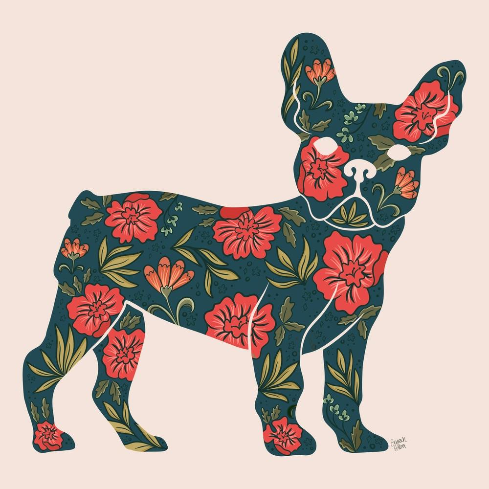 Blue Floral Frenchie