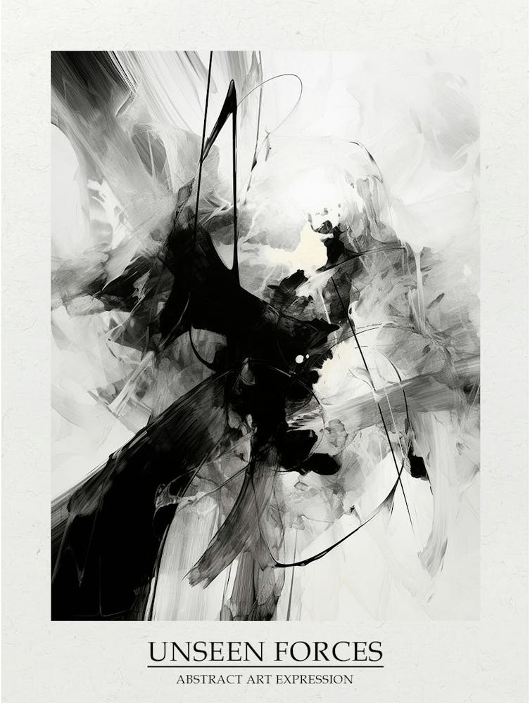 Unseen Forces Abstract Black And White 4 Poster