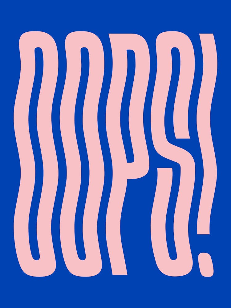 Oops wavy text (Blue Tone),groovy, funny, funky, cool, saying, word, vibes, cute, red, decor, typography, text, pop, art, words, minimal