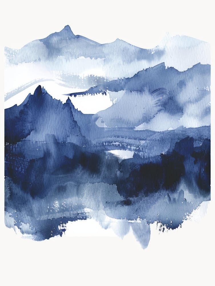 Blue Mountains Watercolor Painting