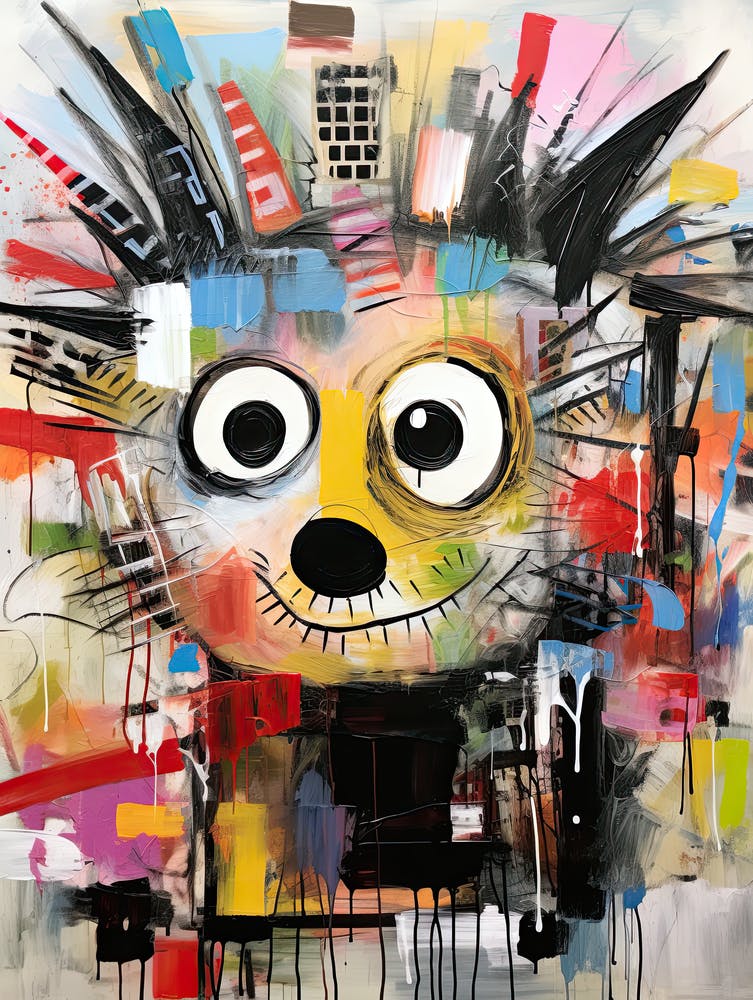 Vibrant Vignettes: Hedgehog Basquiat style