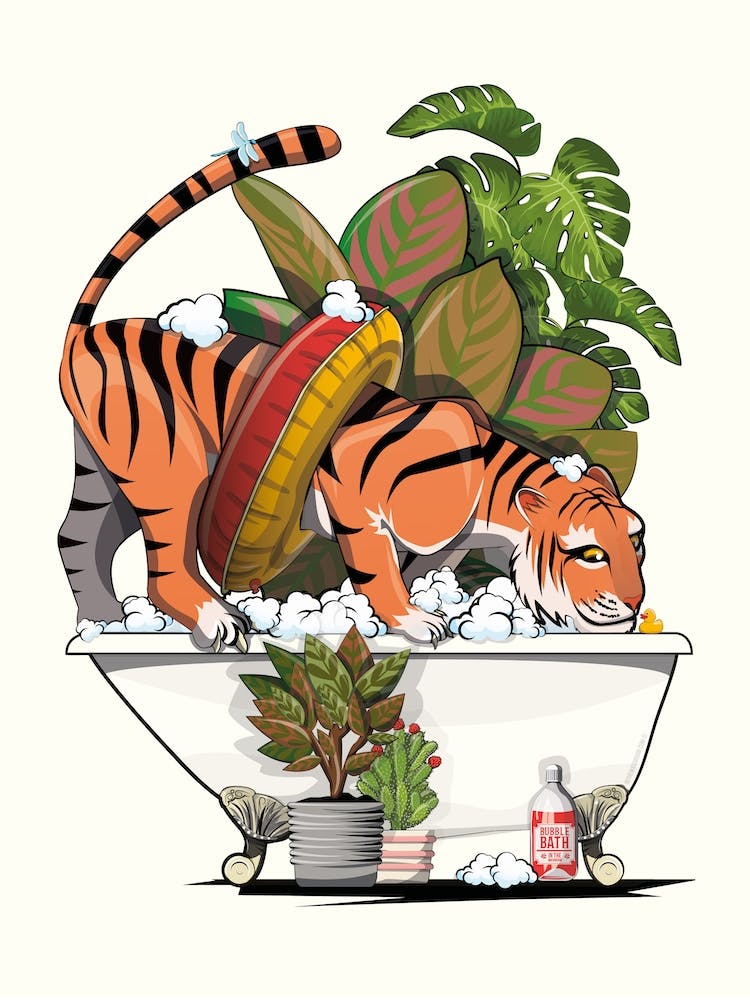 Tiger On Bath