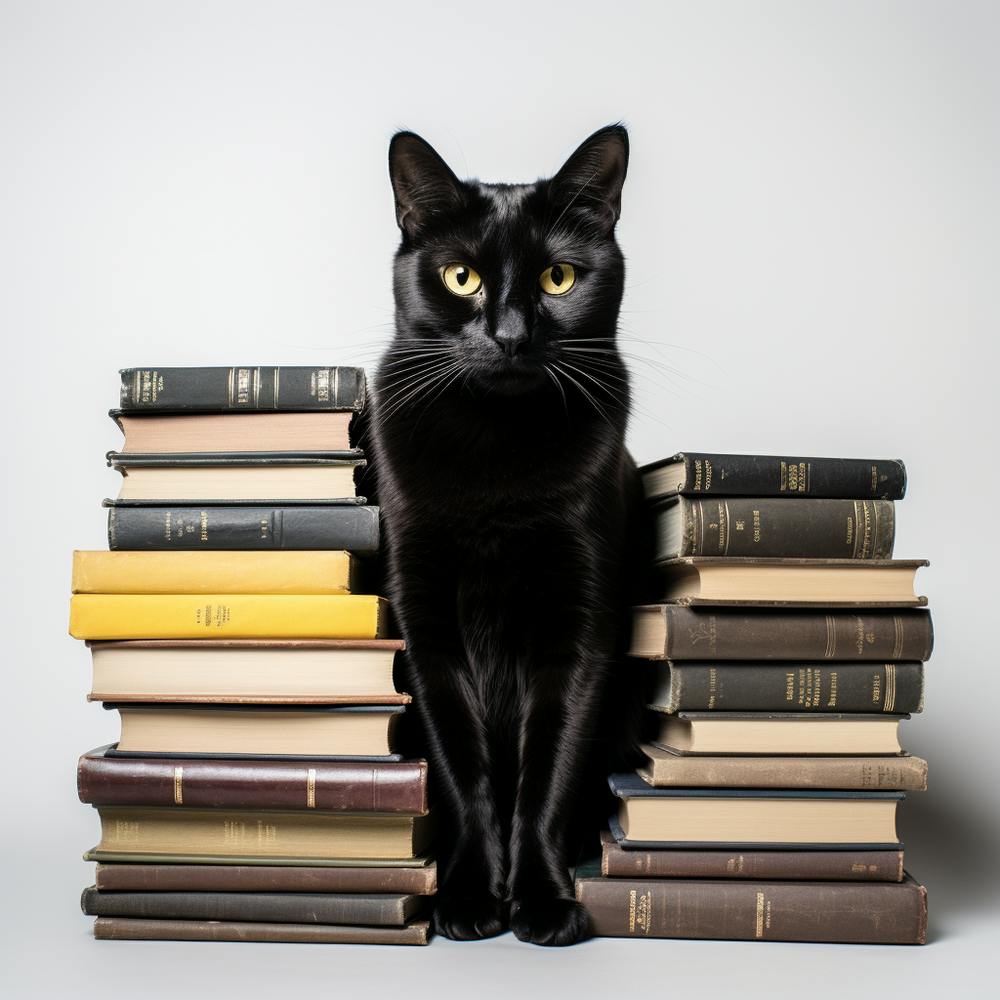 Black Cat With Books