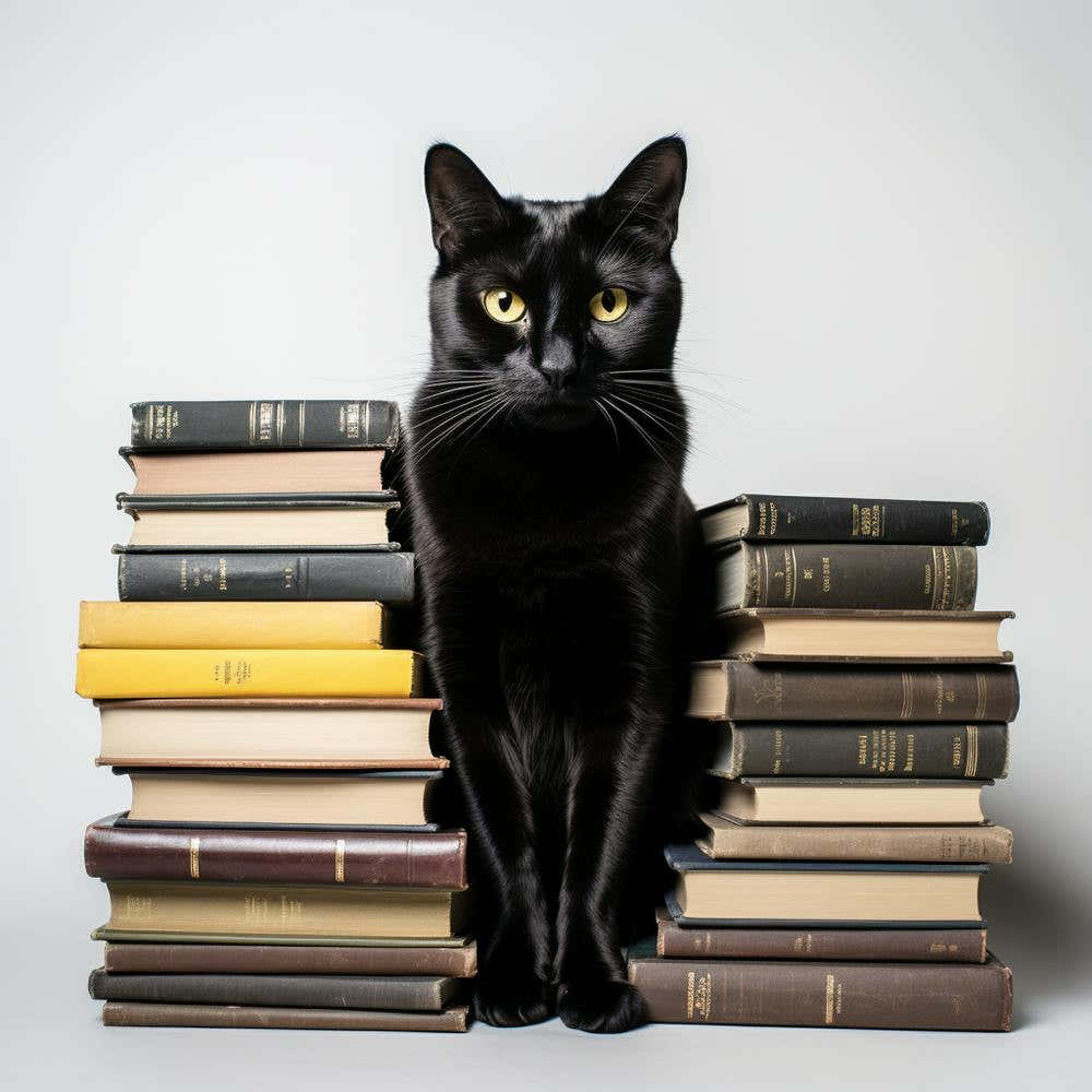 Black Cat With Books