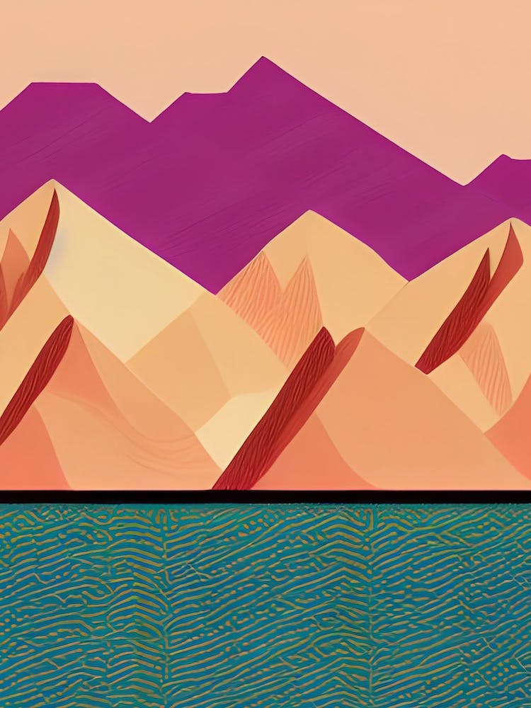 Purple Mountains Dusk Wood Block Peach Neutral Tones