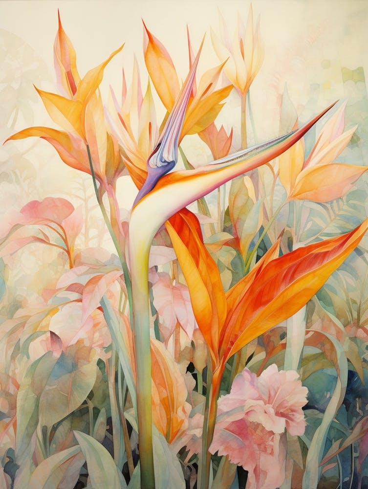 Peinture de Plante Tropicale Oiseau de Paradis 4