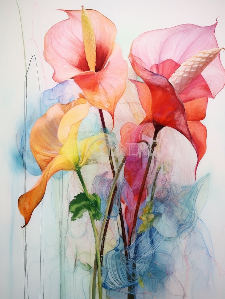 Abstract Flower Painting Flamingo Flower