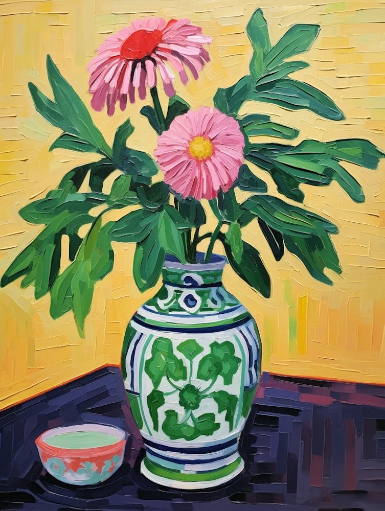 Flowers In A Vase Still Life Painting Asters 3