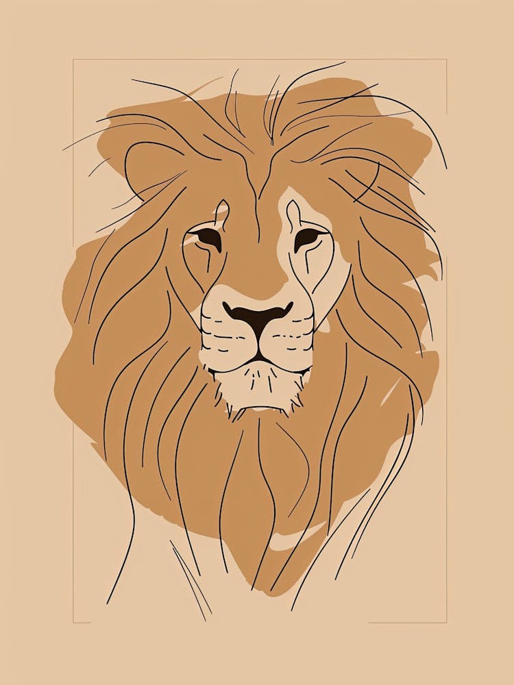Lion - Boho, Line Art 1
