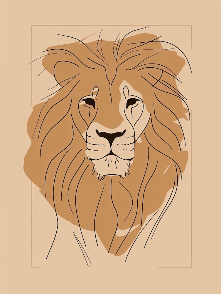 Lion - Boho, Line Art 1