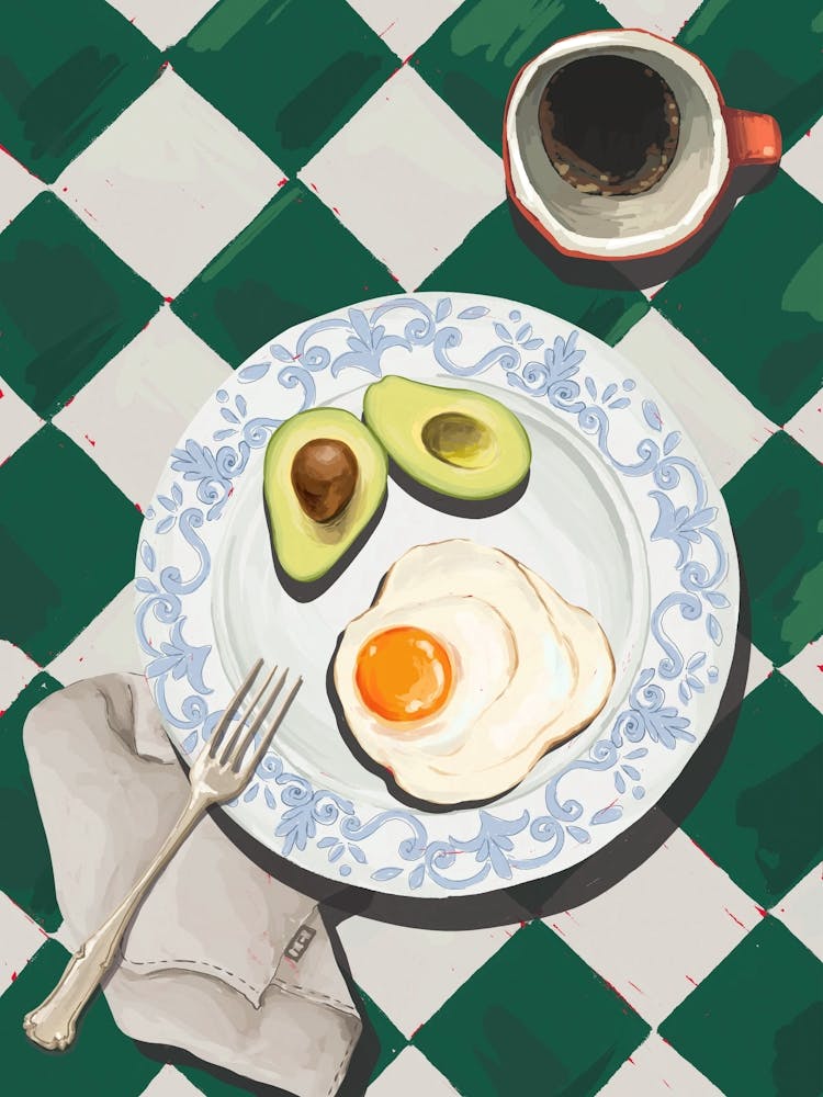 Avocado And Eggs Breakfast Poster