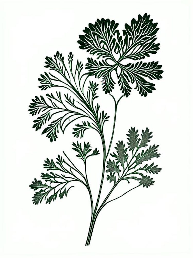 Parsley Herb William Morris Inspired Line Drawing 1
