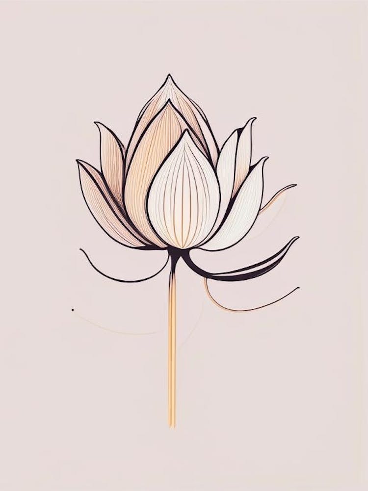 Sacred Lotus Minimal Line Drawing 2