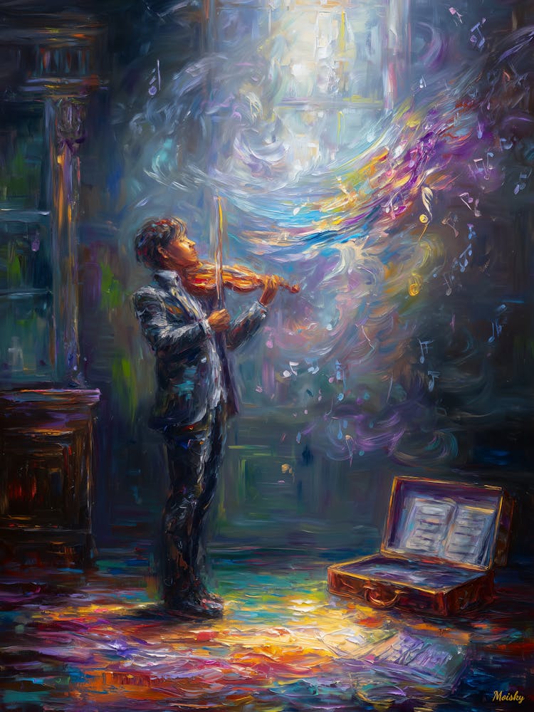 Melody In Light – Expressive Violin Contemporary Poster