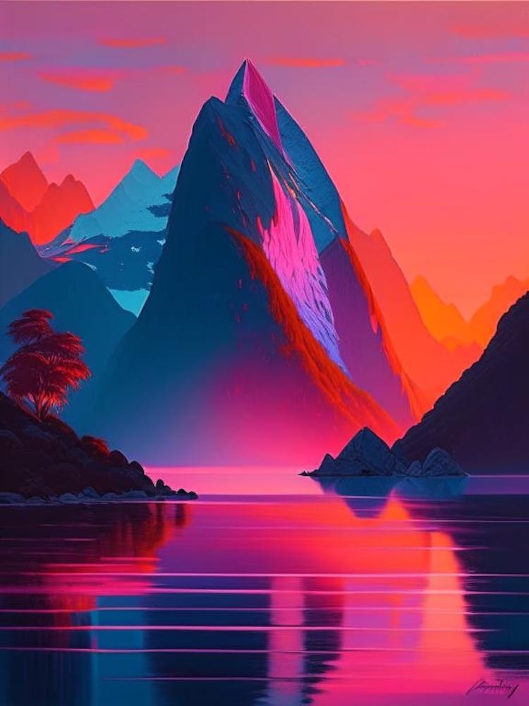 Milford Sound Dreamy Sunset