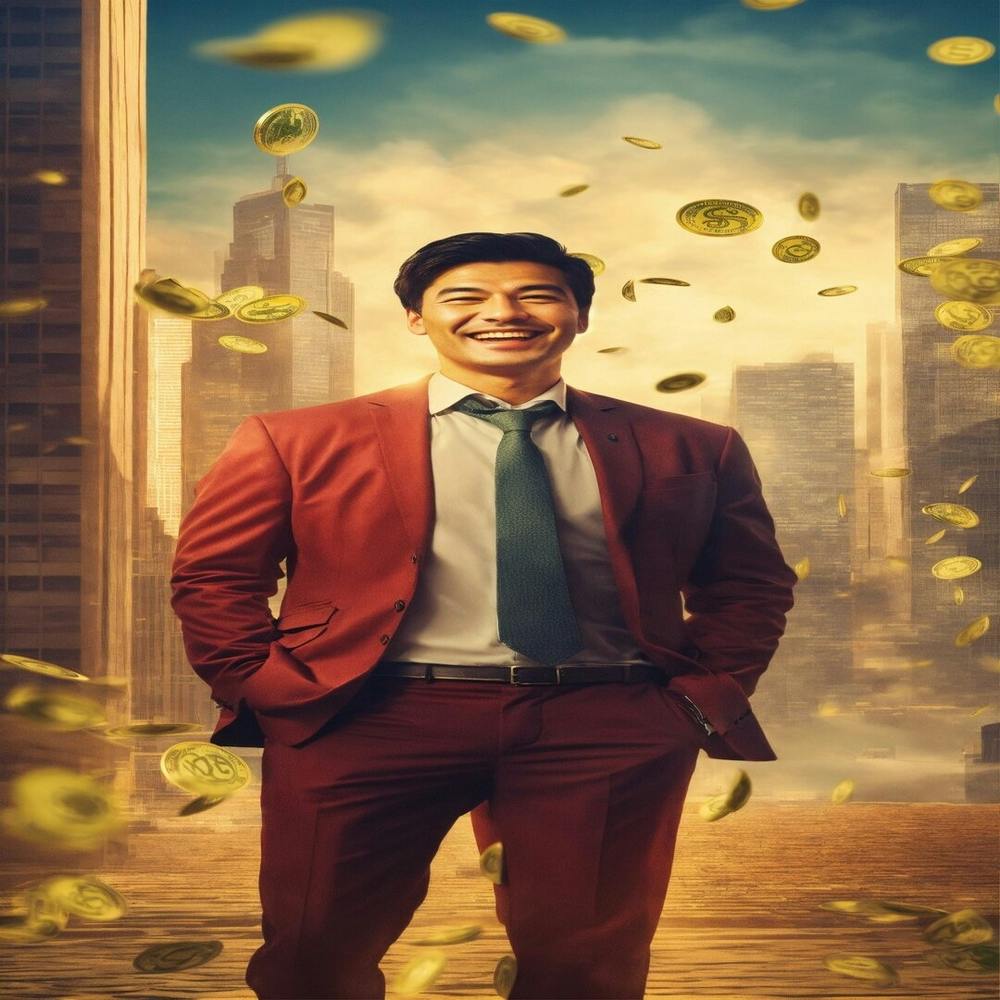 The Man Is Happy Because He Made Money In The Stoc