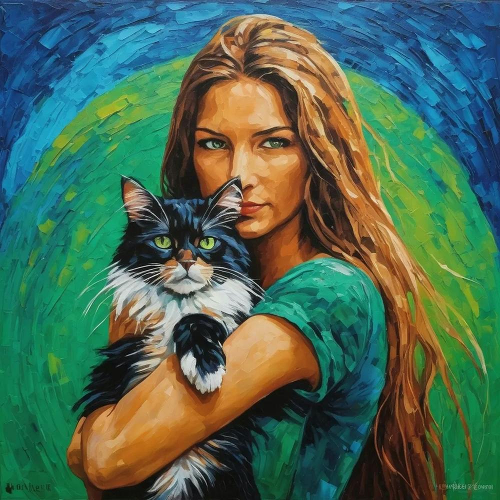 Mädchen mit einer Katze