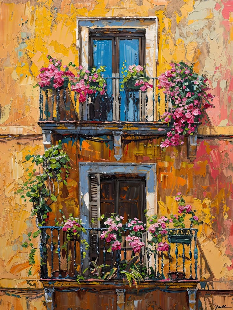 Balcony View Painting In Valencia 1