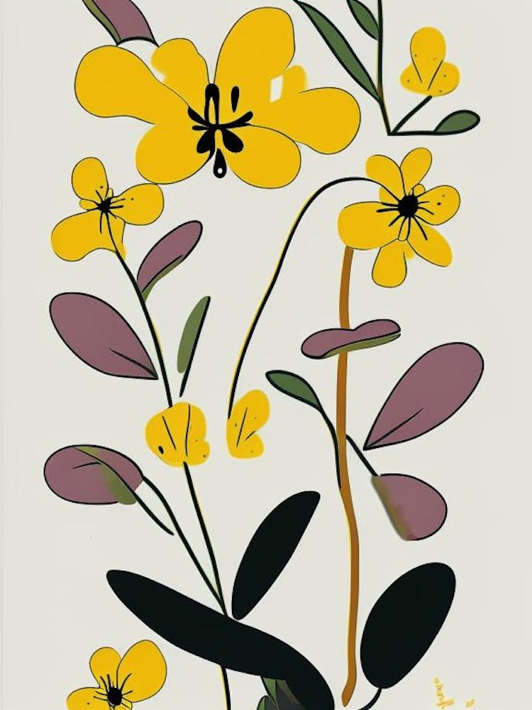 Sticky Monkeyflower Wildflower Modern Muted Colours
