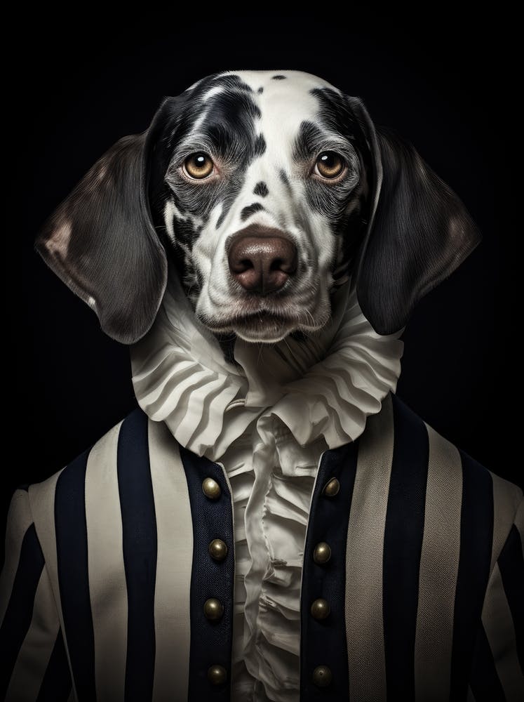 A Black And White Coat With Striped Vest Dalmatine