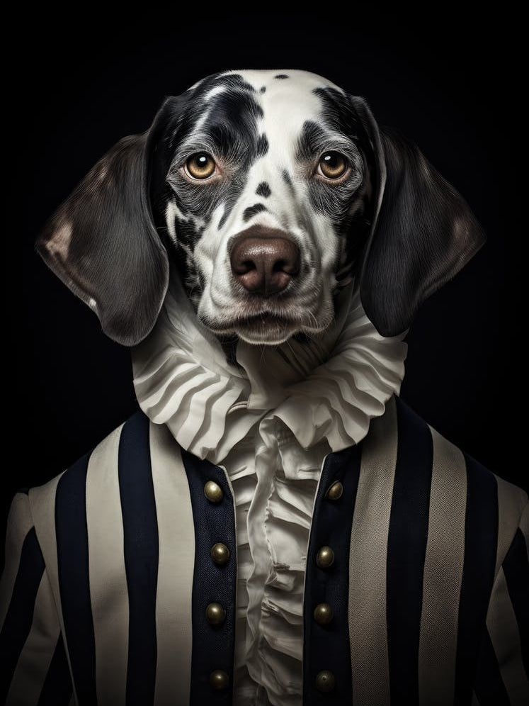 A Black And White Coat With Striped Vest Dalmatine