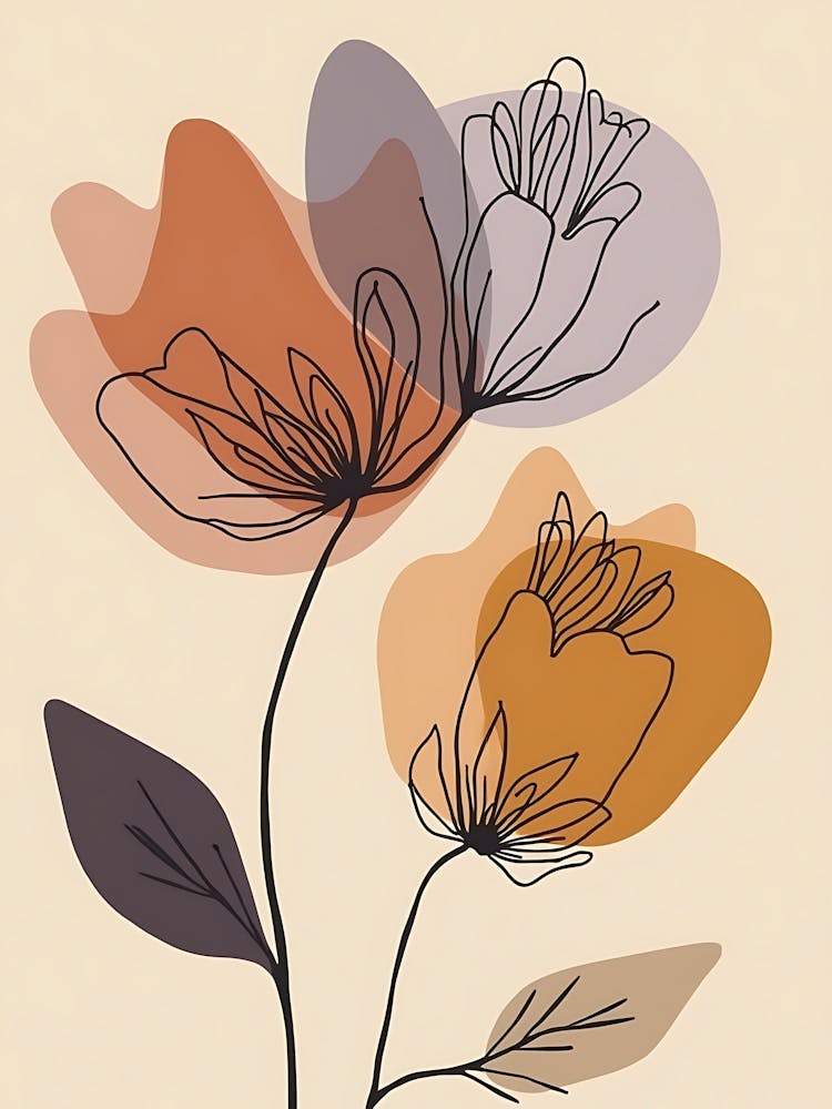 Warm Sunset Toned Floral Illustration