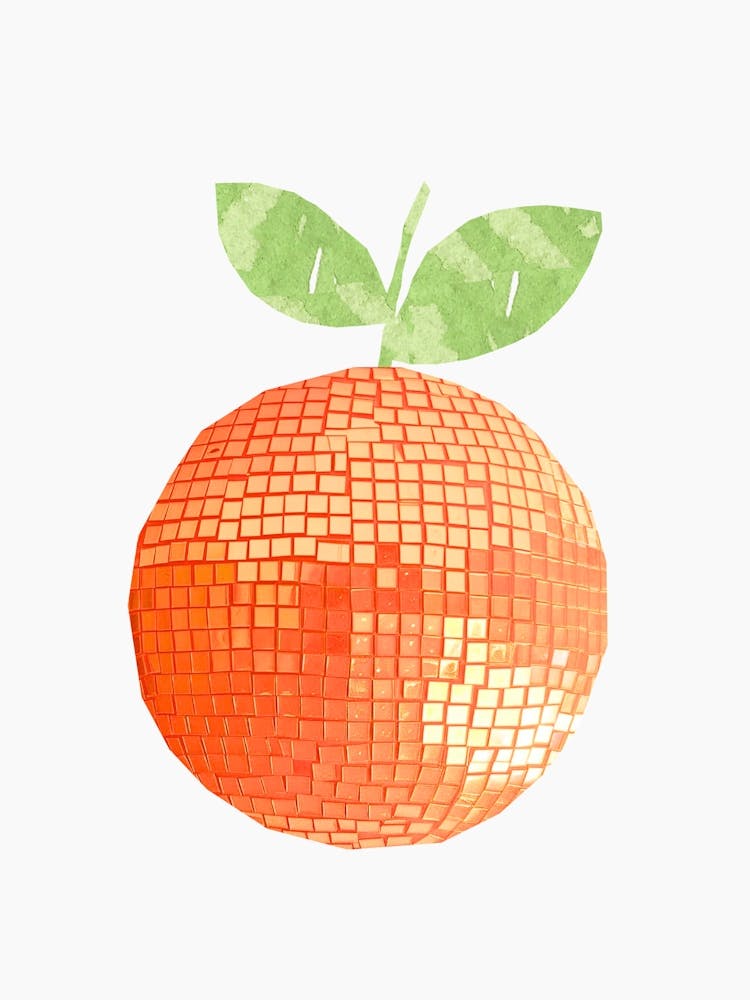 Glitter Disco Ball Orange Fruit Print