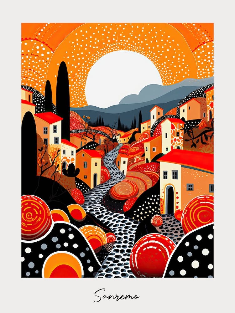Poster Of Sanremo, Italy, Illustration In The Style Of Pop Art 4