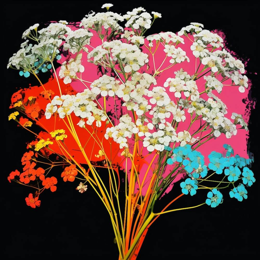 Andy Warhol Style Pop Art Flowers Gypsophila Babys Breath 1 Square