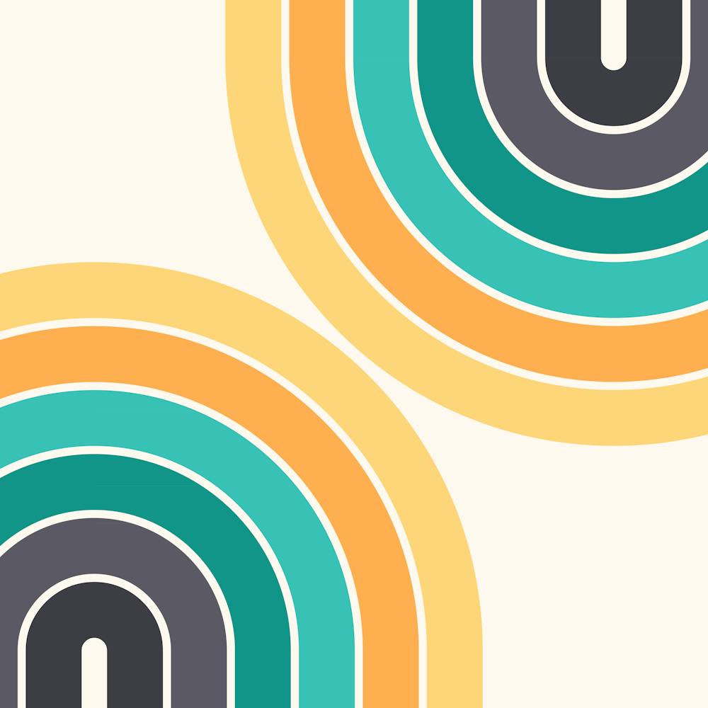 Midcentury Modern Geometric Rainbow C11 In Aesthetic Teal Grey Gold 02