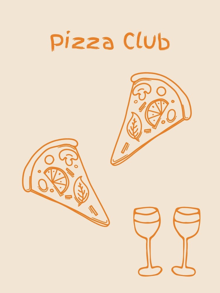 Pizza Club Poster Orange