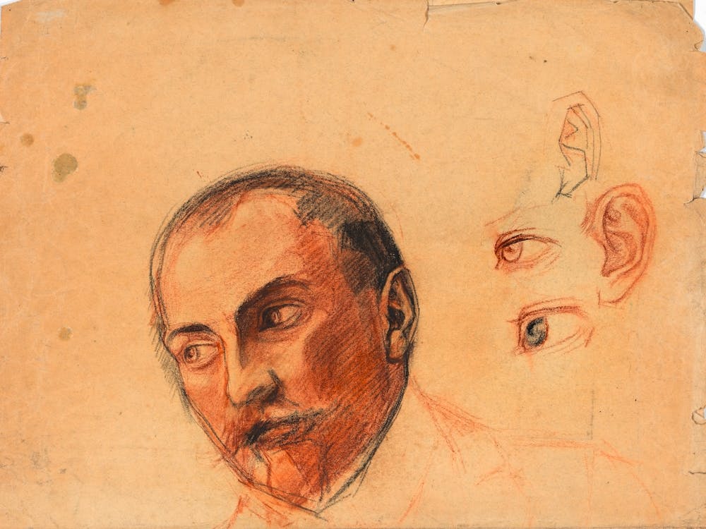 Study Sheet (Head, Eyes, Ears), Egon Schiele