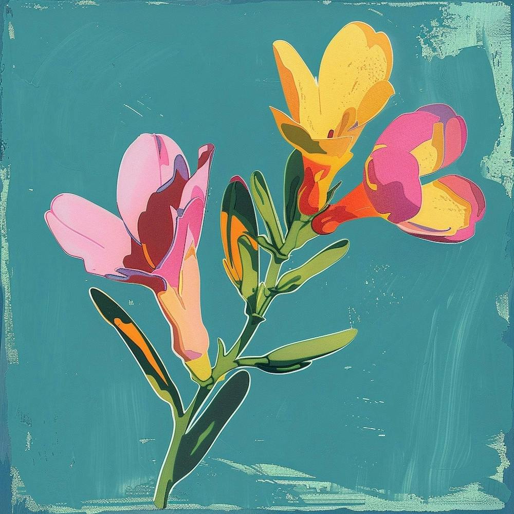 Freesia 2 Square Flower Illustration