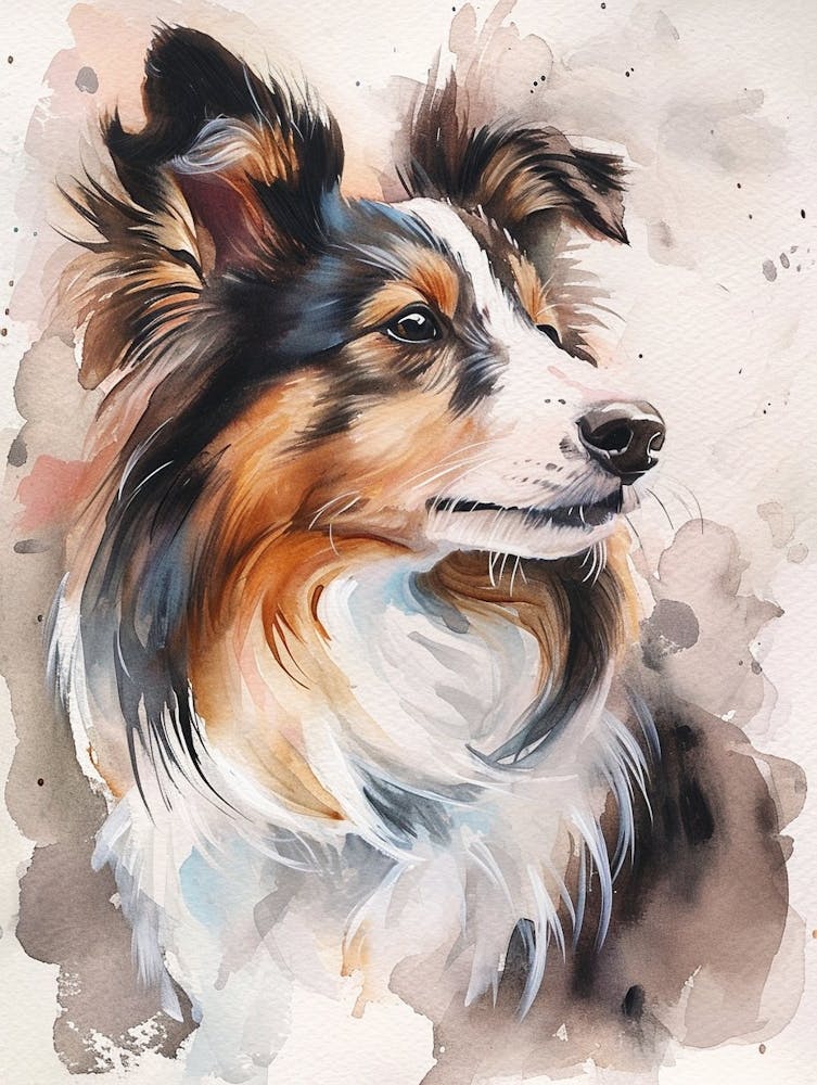 Shetland Sheepdog Watercolor Painting 1