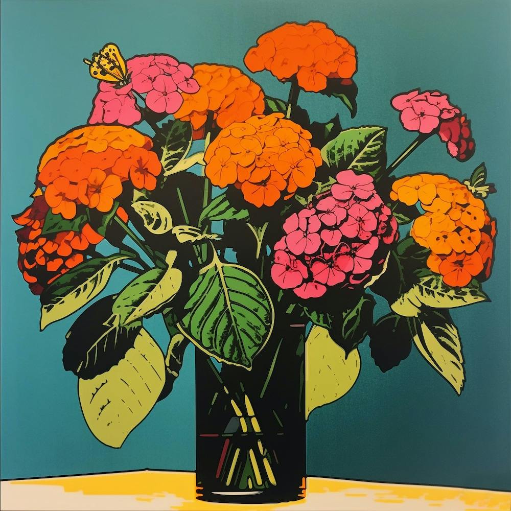 Lantana Pop Art Illustration Square