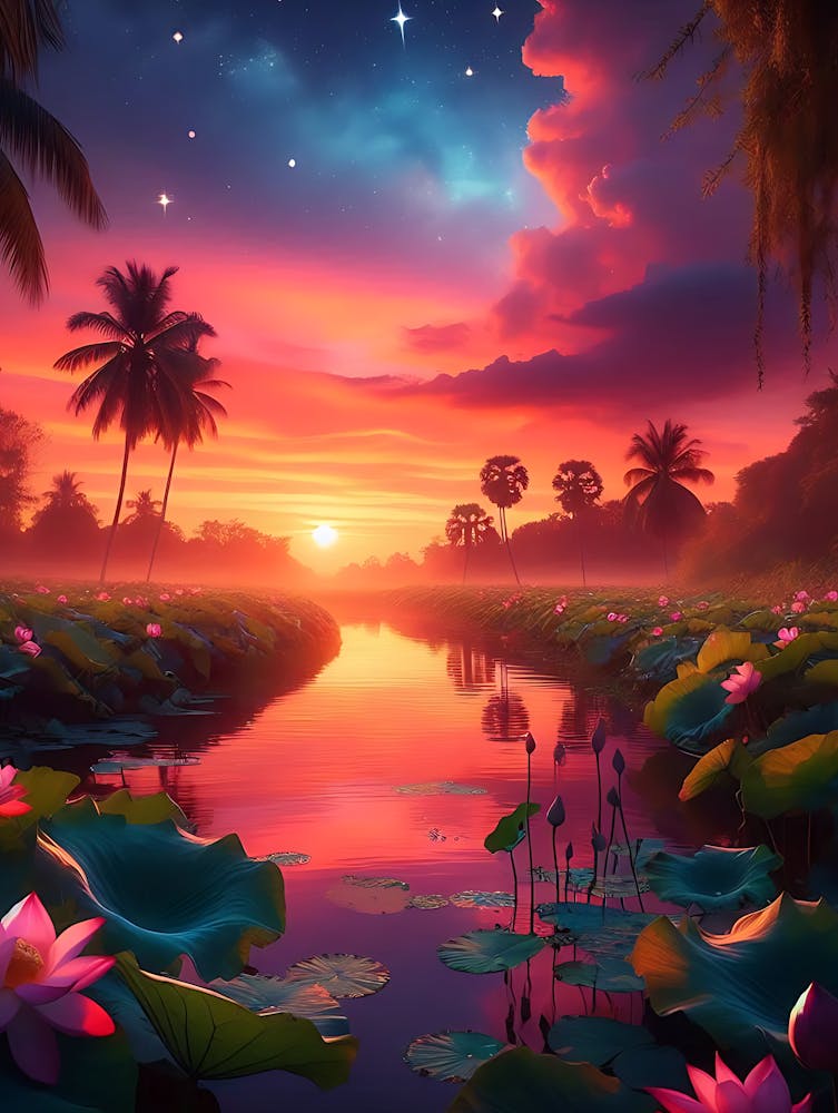 Beautiful Lotus Lake Landscape 12