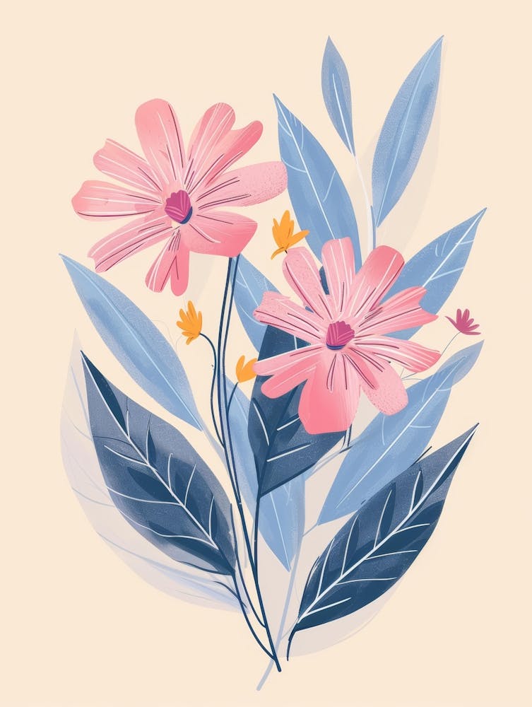 Pink Flowers With Leaves