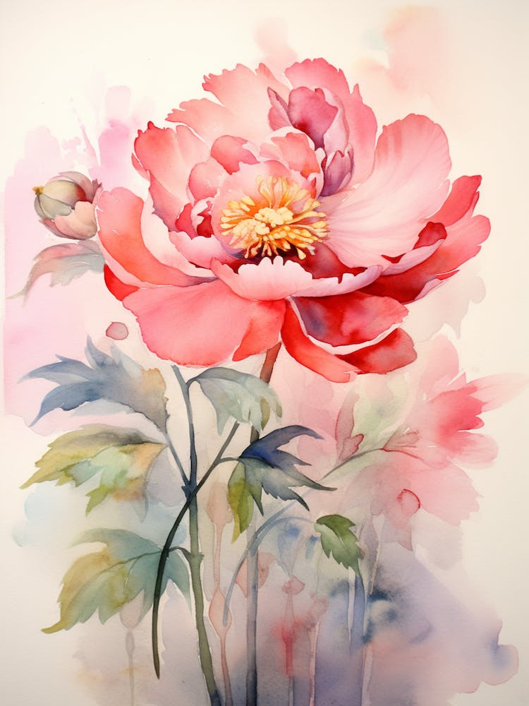 Peony Wildflower At Dawn In Watercolor (4)