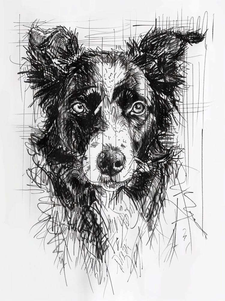 Border Collie Dog Line Sketch 2