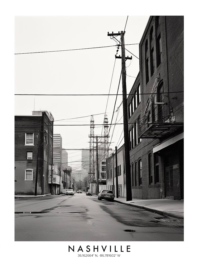 Poster von Nashville, Schwarz-Weiß-Analogfotografie 1