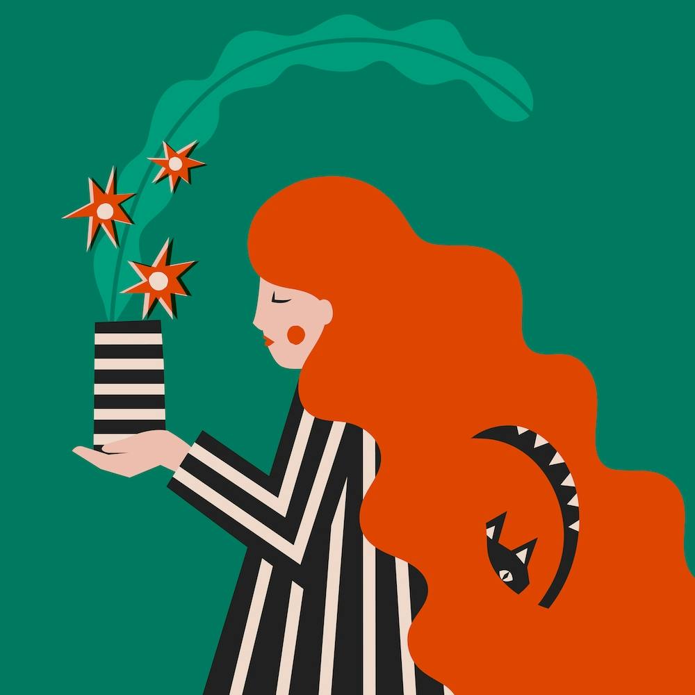 Redhead And Plant Square