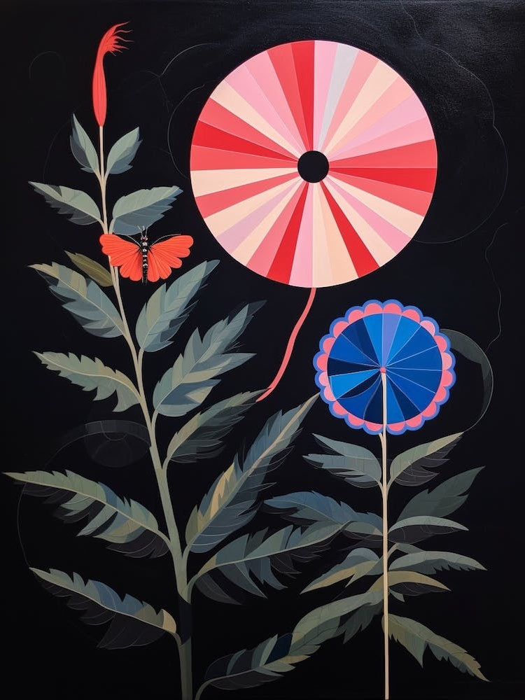 Bee Balm 4 Hilma Af Klint Inspired Flower Illustration
