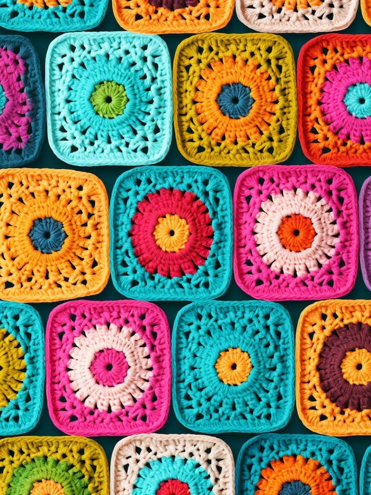 Crochet Granny Square  Retro 7