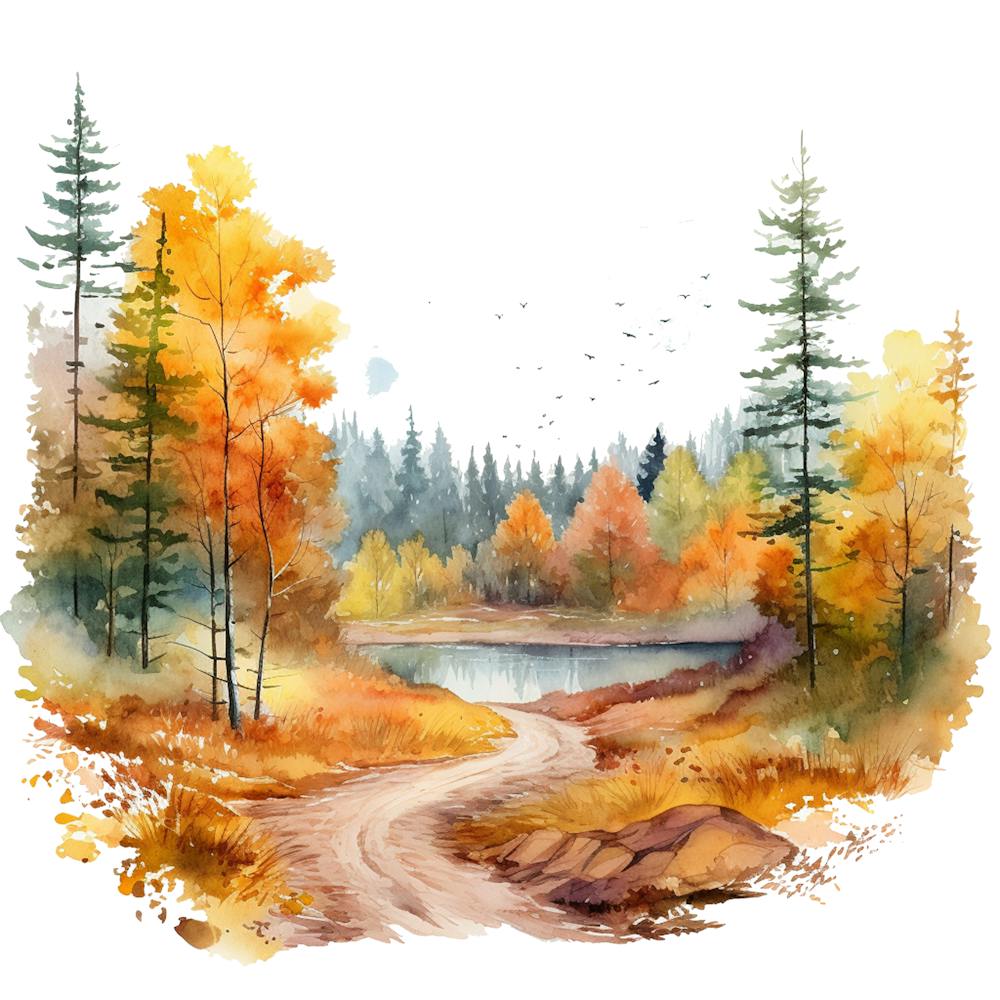 Watercolor Autumn Forest 5