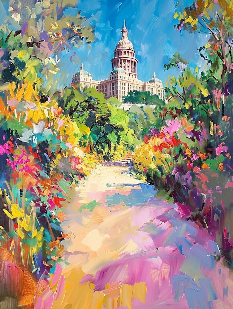 The Texas State Capitol Austin Texas Oil Painting 1