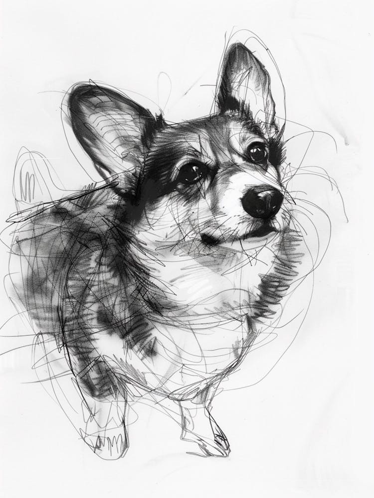 Corgi Dog Charcoal Line 2