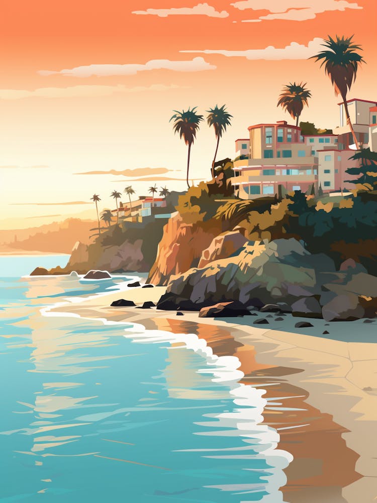 Laguna Beach California Mediterranean Style Illustration 3