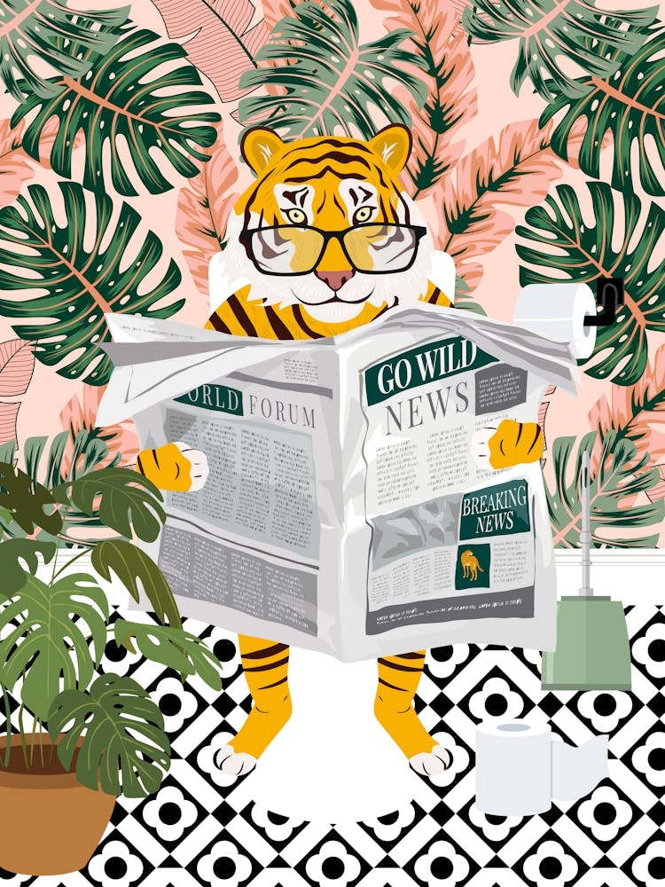 Tiger On Toilet Badezimmer